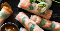 Vietnamese Fresh Spring Rolls with Peanut Sauce