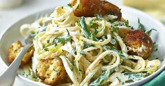 Chicken Ricotta Meatballs with Lemon Linguine