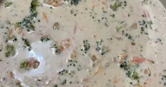 Creamy Broccoli Cheddar Soup with Crispy Bacon