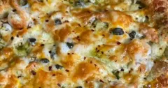 Pesto Seafood Pizza with Shrimp, Salmon and Scallops