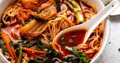 Spicy Korean Noodle Soup with Kimchi