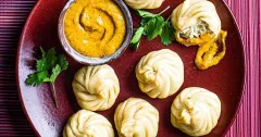Chicken Momos with Nepalese Tomato Chutney