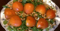 Warm Persimmon and Watercress Salad with Cashews