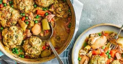 Chicken and Ham Casserole with Mustard Dumplings