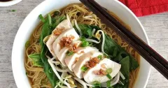 Poached Chicken Noodle Soup with Bok Choy