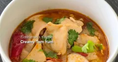 Creamy Chicken Tom Yum Soup with Squid