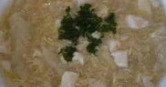 Creamy Tofu Egg Soup with Wonton Wrappers