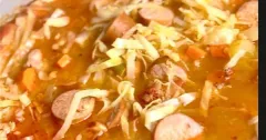 Hearty Cabbage and Red Lentil Soup with Sausage
