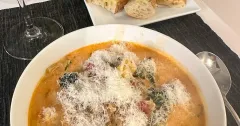 Creamy Tomato Tortellini Soup with Sausage and Kale