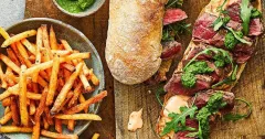 Chimichurri Steak Sandwiches with Spicy Cajun Fries