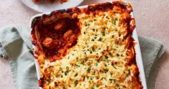 Hearty Cowboy Pie with Sausage and Baked Beans