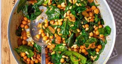 Spanish-Style Spinach and Chickpeas with Pine Nuts