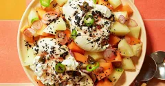 Sweet Melon and Burrata Salad with Curry Leaf Dressing