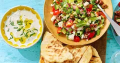 Easy Greek Flatbreads with Fresh Mediterranean Salad