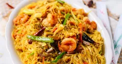 Singapore Noodles with Shrimp and Char Siu