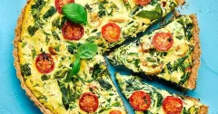 Vegan Spinach and Cherry Tomato Quiche