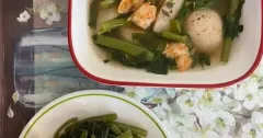 Thực đơn rau muống: Canh khoai sọ tôm tươi và Rau muống xào tỏi