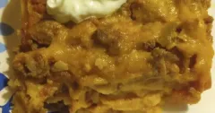 No-Bean Chili Tortilla Lasagna