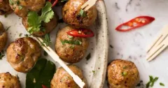 Baked Thai Pork Meatballs with Sweet Chili Lime Sauce