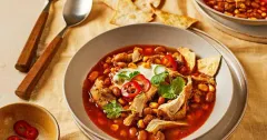 Spicy Chicken Tortilla Soup with Crispy Homemade Chips