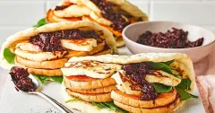 Roasted Squash and Halloumi Flatbreads with Beetroot Chilli Jam