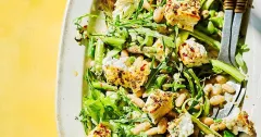 Baked Feta Bean Salad with Asparagus