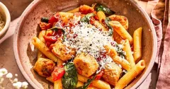Chicken Sausage Pasta with Spinach and Roasted Peppers