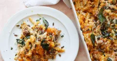 Butternut Squash, Sausage and Spinach Pasta Bake
