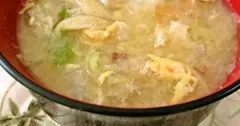 Chinese Cabbage, Egg & Miso Soup with Bonito