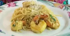 Garlic Butter Shrimp Noodles with Parmesan
