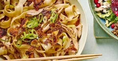 Spicy Chicken Noodles with Crispy Chicken Skin
