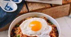 Hamburger Fried Rice with Fried Egg