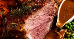 Garlic Rosemary Roast Leg of Lamb with Gravy
