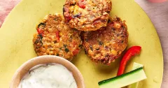 Spiced Chickpea Fritters with Tzatziki