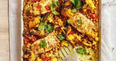 Curried Butter-Baked Cod with Cauliflower and Chickpeas