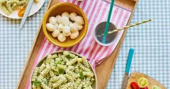 Creamy Pesto Pasta with Mozzarella and Cherry Tomatoes