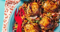Air Fryer Apricot Orange Chicken Thighs with Confetti Salad