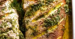 Whole Baked Fish with Herbs and Garlic Dill Butter