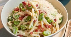 Broad Bean Pasta with Pancetta and Ricotta