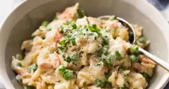 Creamy Salmon Orzo with Peas