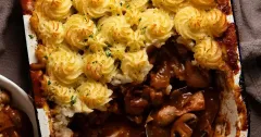 Chicken and Mushroom Pie with Duchess Potato Topping