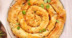 Sticky Tamarind Tomato, Spinach and Feta Filo Spiral