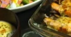 Baked Salmon with Mushrooms and Creamy Mayo Sauce