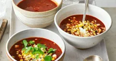 Smoky Chipotle Tomato Soup with Charred Corn