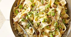 Creamy Broad Bean Pasta with Bacon and Mint