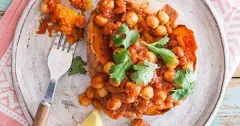 Vegan Chickpea Curry Stuffed Sweet Potatoes