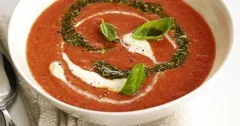 Creamy Tomato Basil Soup with Pesto