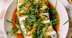 Cantonese Steamed Tofu with Ginger Scallion Sauce