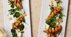 Griddled Pears with Goat Cheese and Hazelnut Dressing