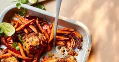 Piri-Piri Chicken Traybake with Sweet Potato Fries